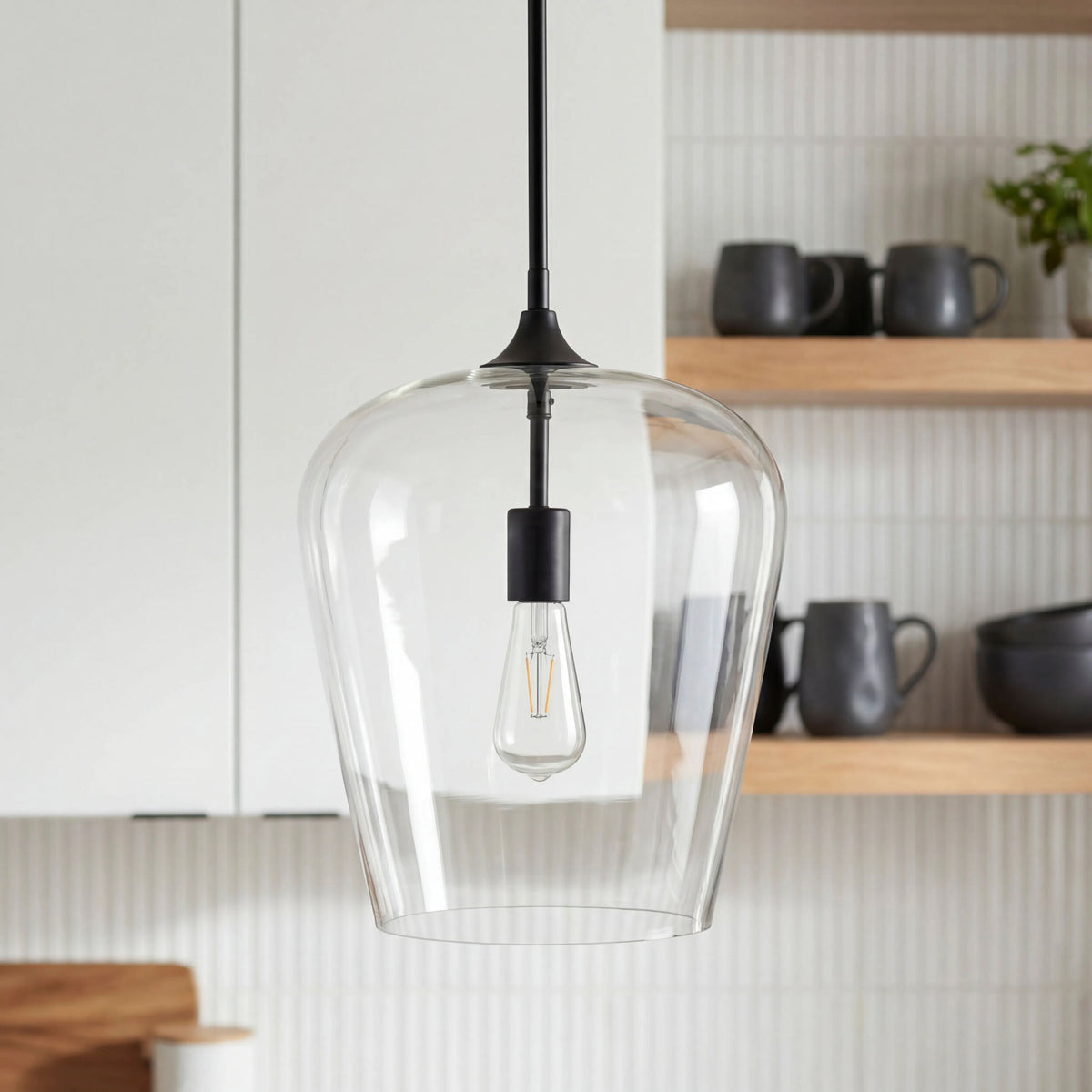 Yueva Iron Pendant Light, Powder Coated Black (YUEV-027)