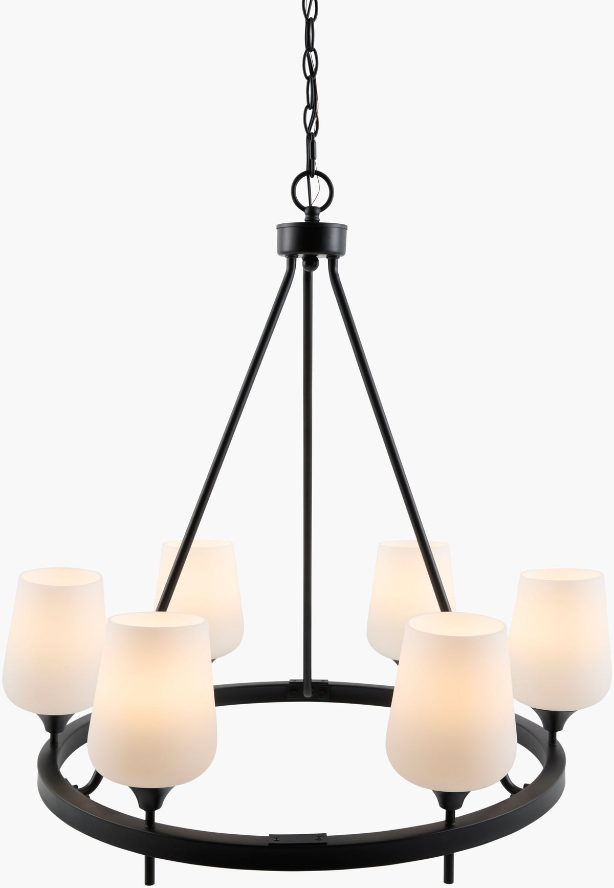 Yueva Iron Chandelier, Powder Coated Black (YUEV-045)