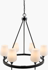 Yueva Iron Chandelier, Powder Coated Black (YUEV-045)