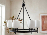Yueva Iron Chandelier, Powder Coated Black (YUEV-045)