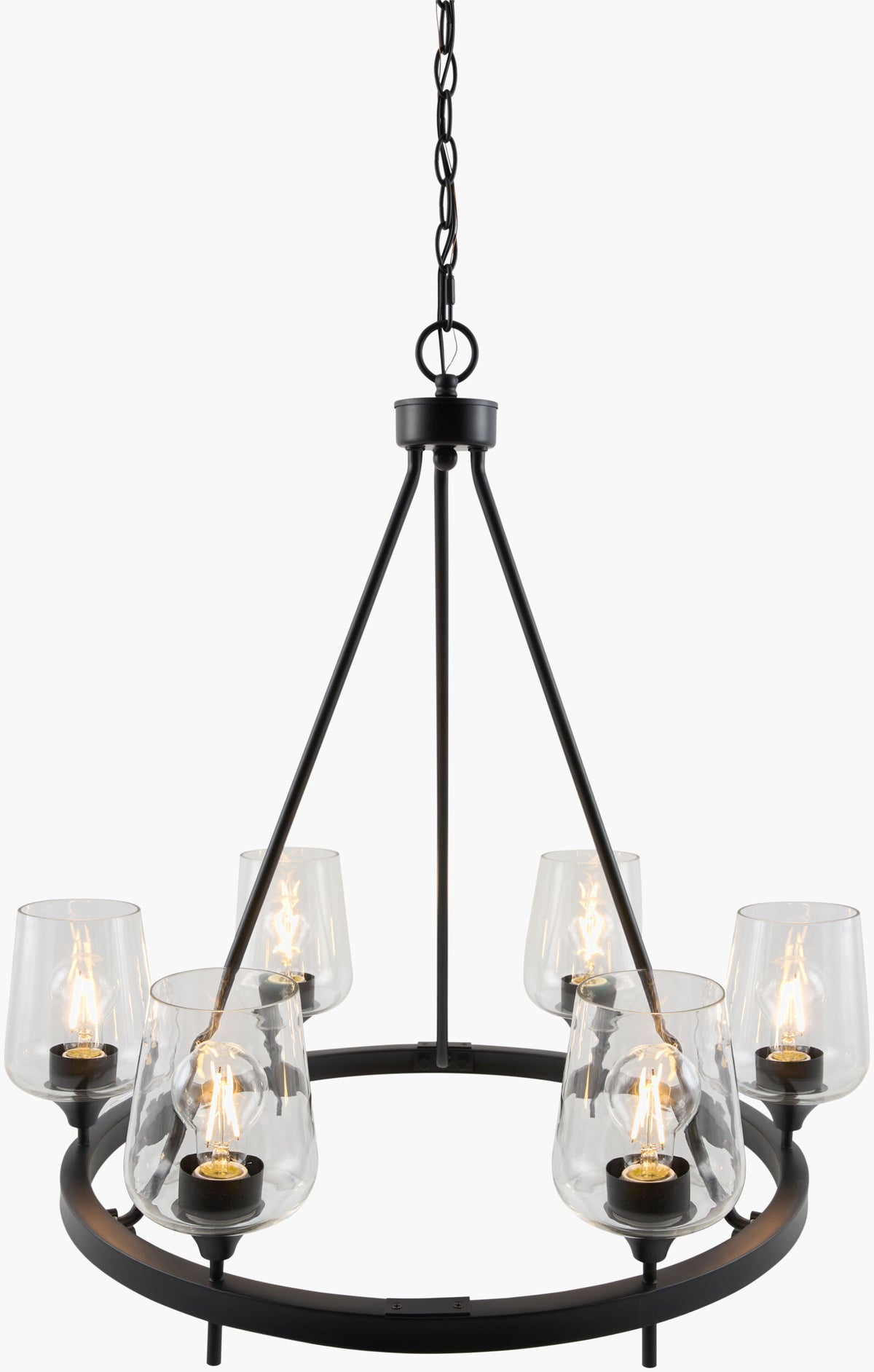 Yueva Iron Chandelier, Powder Coated Black (YUEV-047)