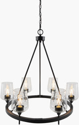 Yueva Iron Chandelier, Powder Coated Black (YUEV-047)