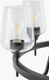 Yueva Iron Chandelier, Powder Coated Black (YUEV-047)