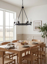 Yueva Iron Chandelier, Powder Coated Black (YUEV-047)