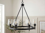 Yueva Iron Chandelier, Powder Coated Black (YUEV-047)