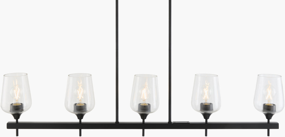Yueva Iron Chandelier, Powder Coated Black (YUEV-051)