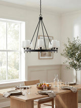 Yueva Iron Chandelier, Powder Coated Black (YUEV-053)