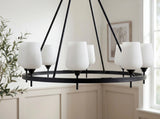 Yueva Iron Chandelier, Powder Coated Black (YUEV-053)