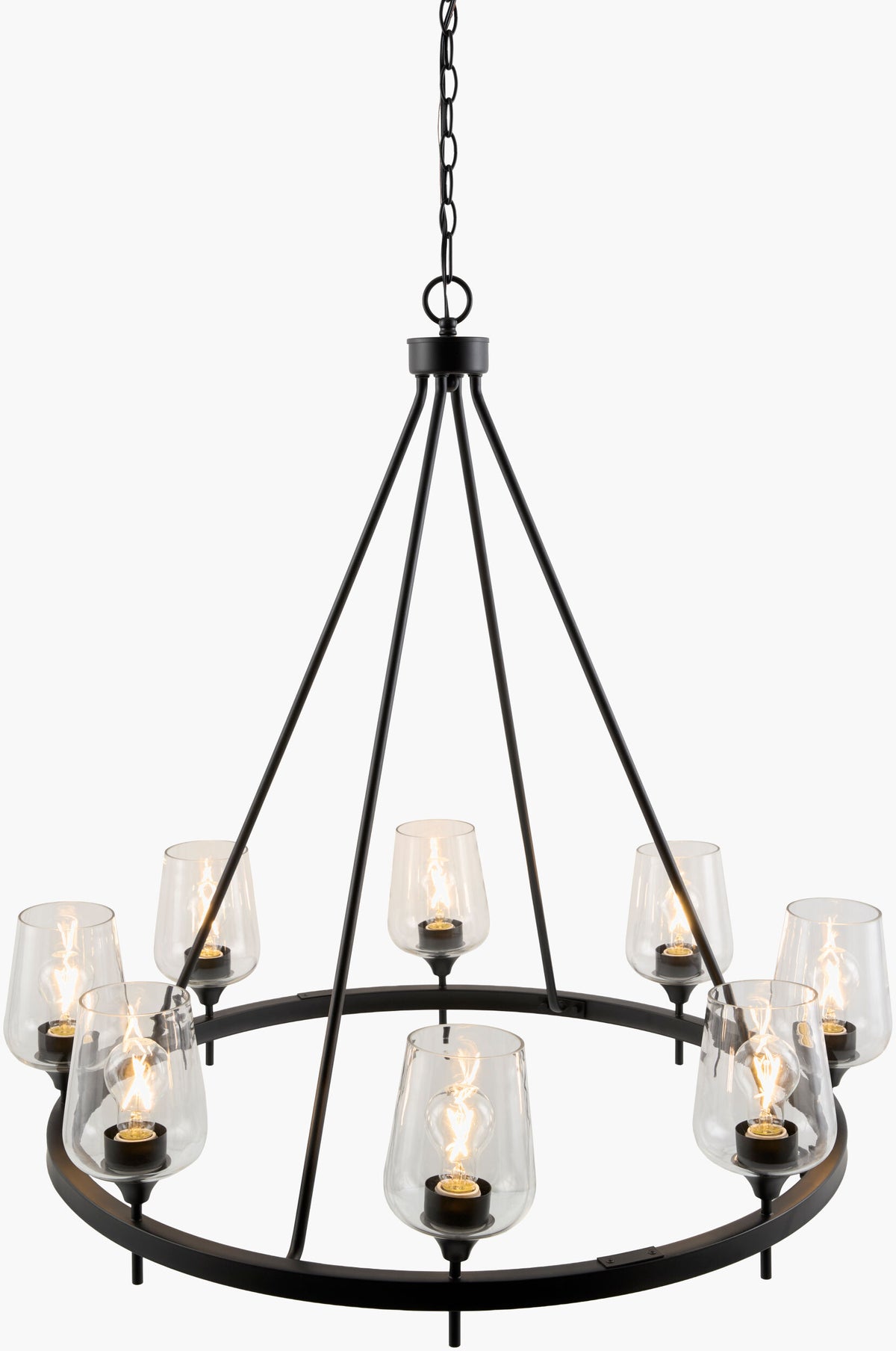 Yueva Iron Chandelier, Powder Coated Black (YUEV-055)