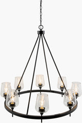 Yueva Iron Chandelier, Powder Coated Black (YUEV-055)