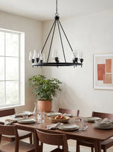 Yueva Iron Chandelier, Powder Coated Black (YUEV-055)