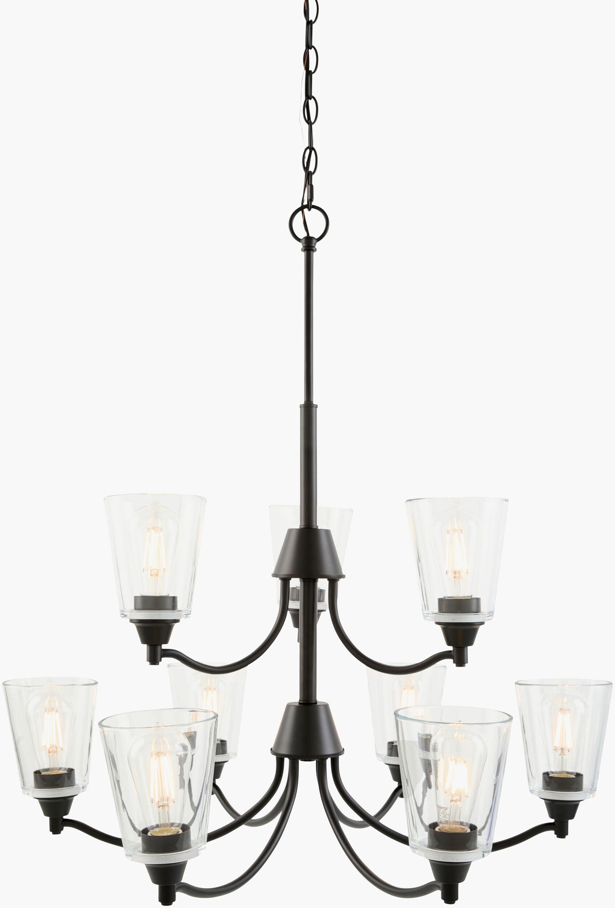 Yueva Iron Chandelier, Powder Coated Black