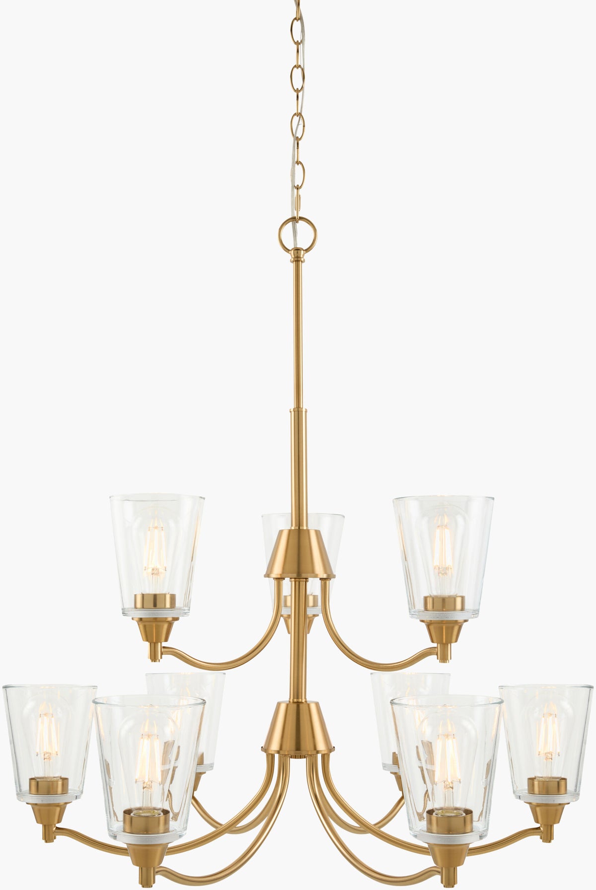 Yueva Iron Chandelier, Electroplated Metallic Brass