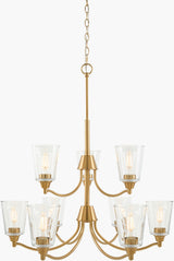 Yueva Iron Chandelier, Electroplated Metallic Brass