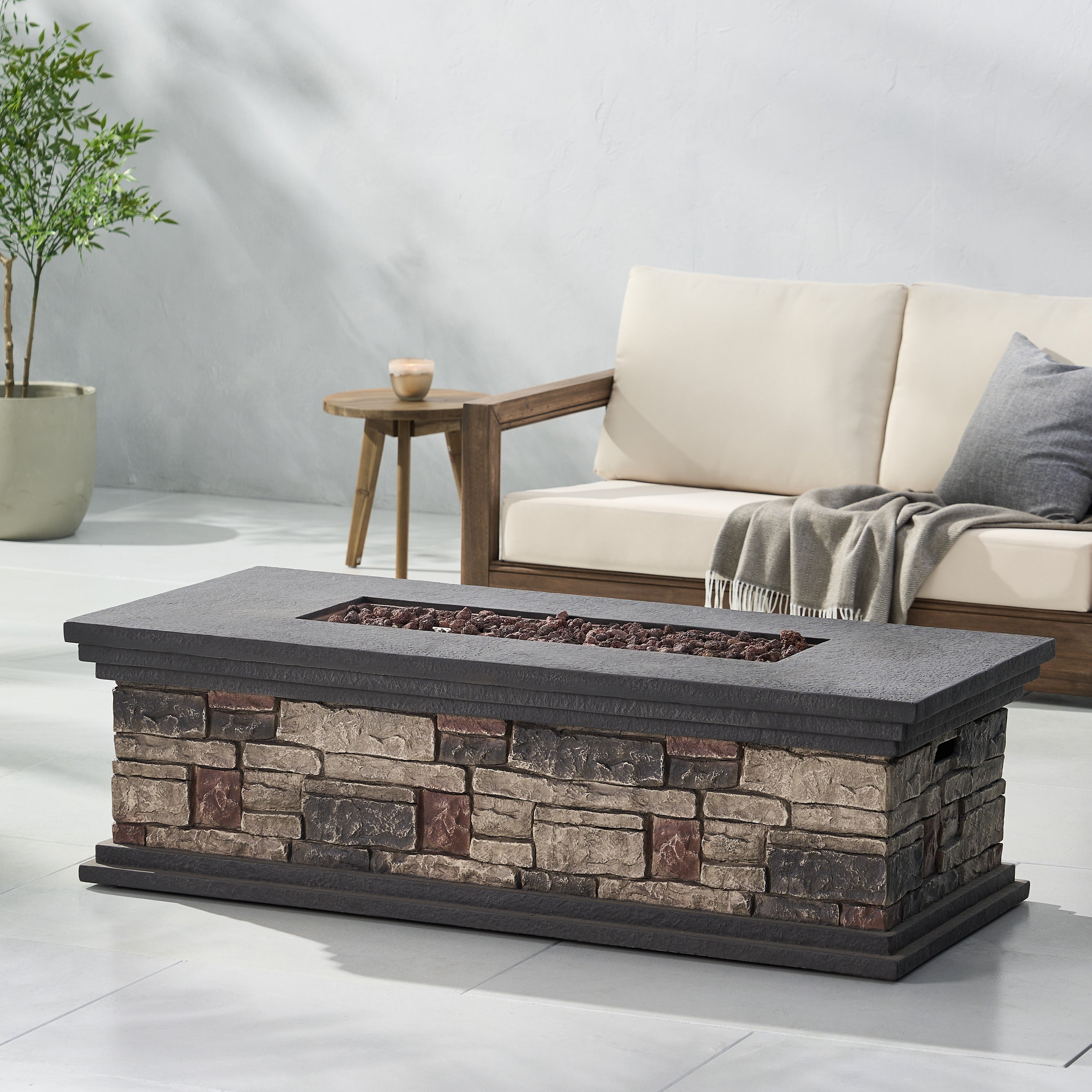 RECTANGLE MGO FIRE PIT - 50 000 BTU(Tank Cover not