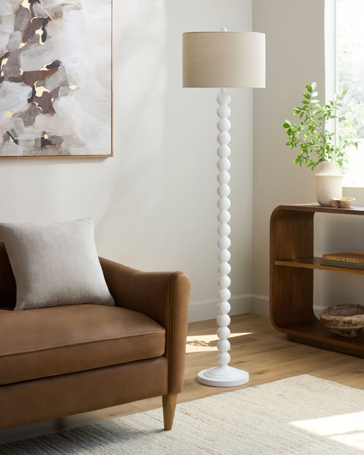 Zelda 68" Resin Floor Lamp, Painted White