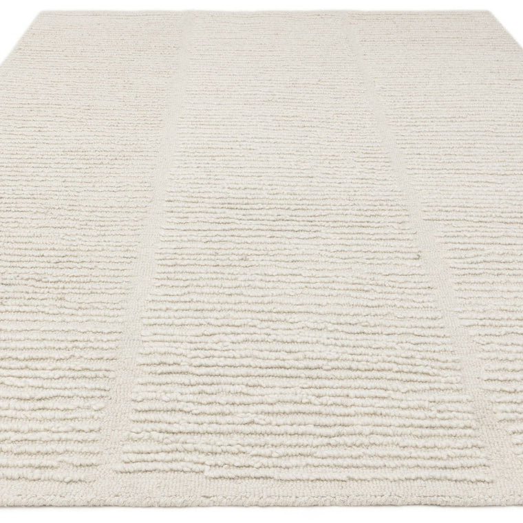 An uneven bouclé weave — Geometric Wool Living Room Rug — Loop Pile, Hand Tufted, Boho, Zennith