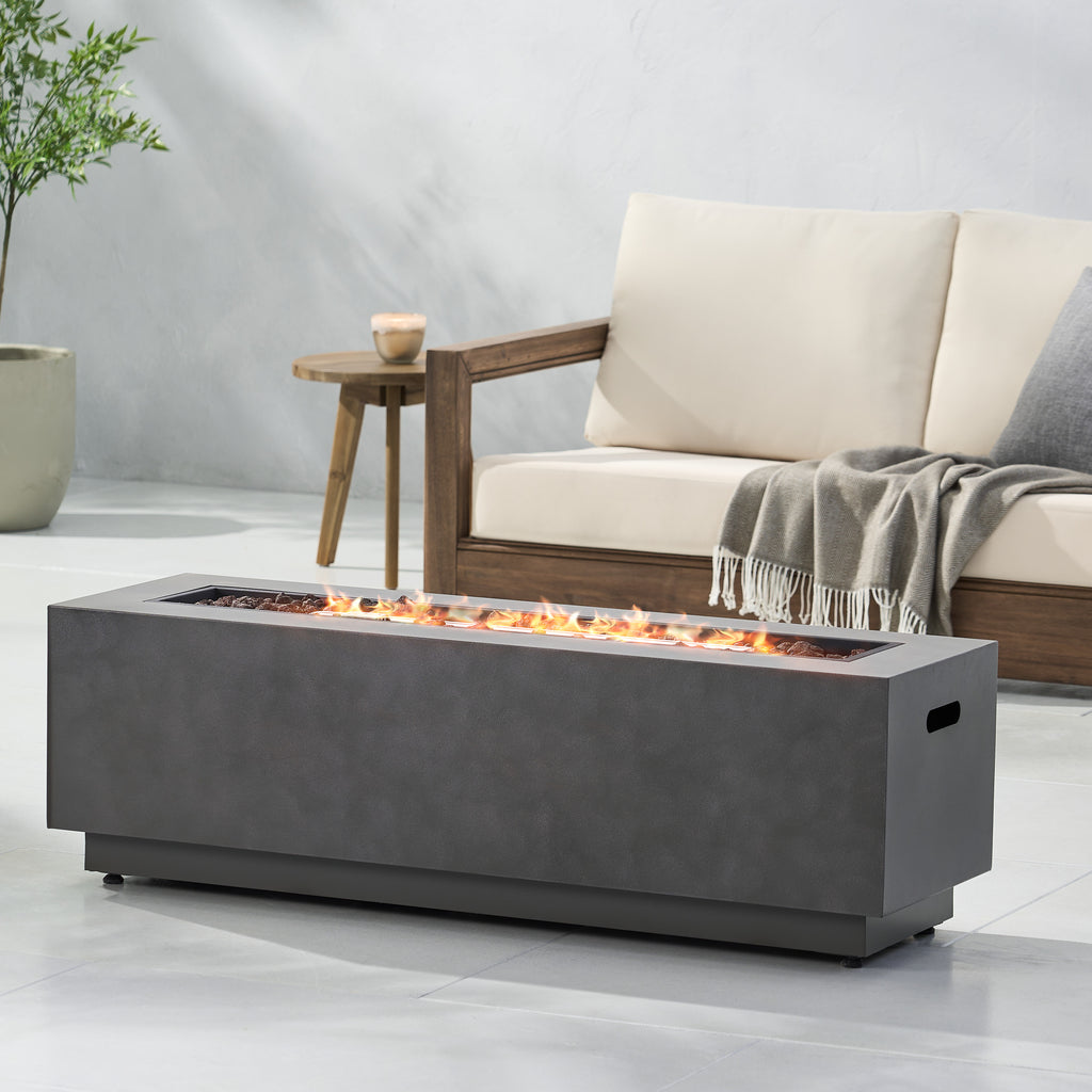 Rectangular IRON FIRE PIT -50 000 BTU WITH TANK Holder