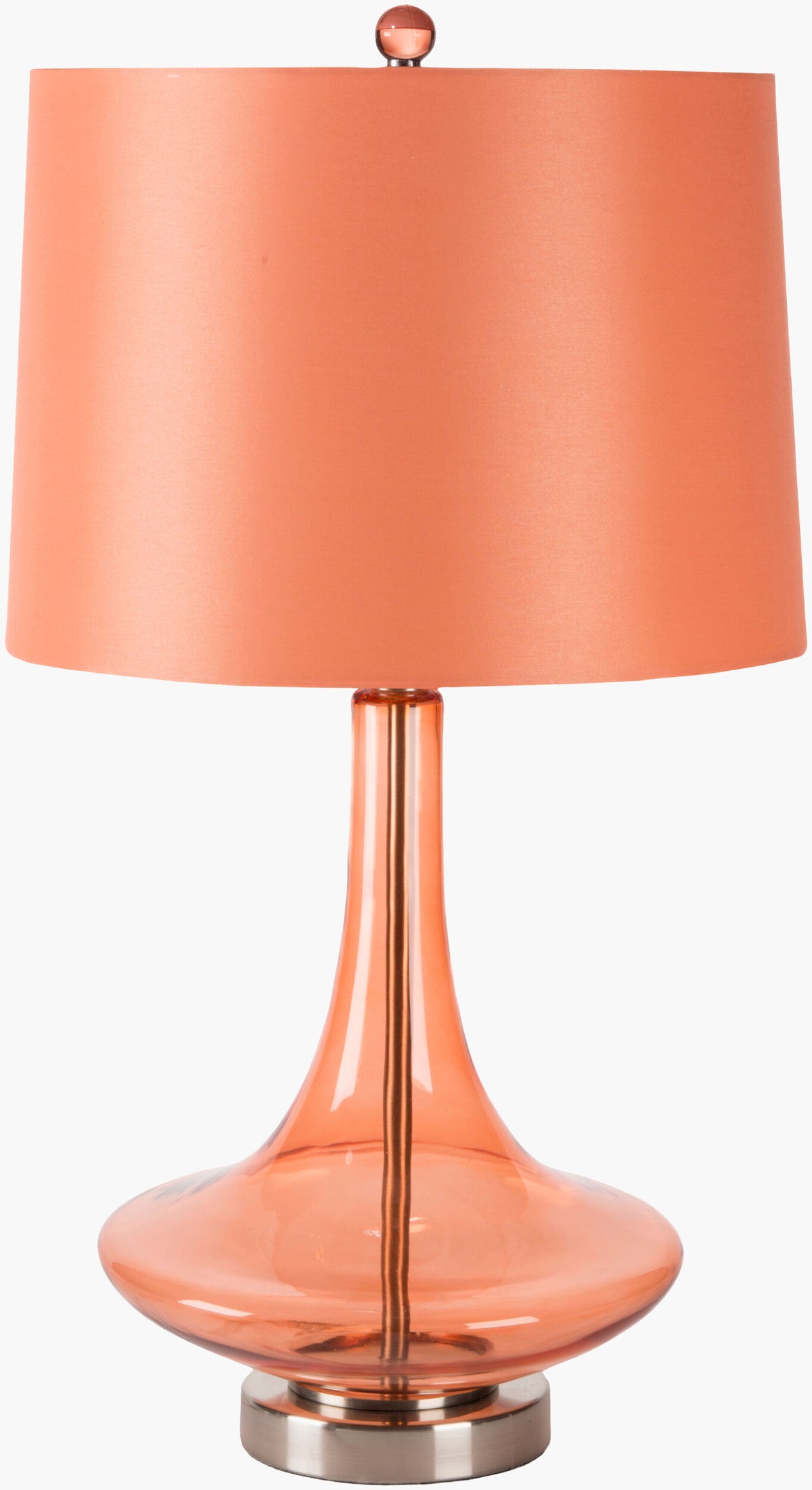 Zoey 26" Glass Table Lamp, Glazed Bright Orange